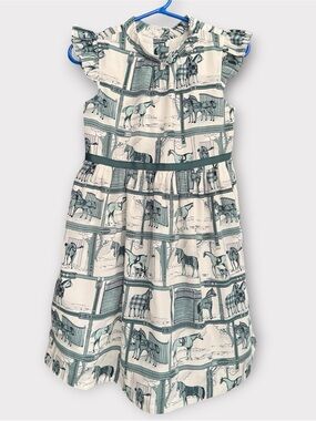 Janie and Jack Mediterranean Horse Print Barn Equestrian Dress Size 3